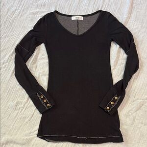 ABLE S black and gray sweater tunic or dress with button cuff sleeve and raw hem